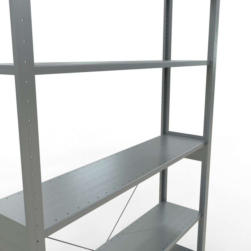 Legbordstelling SCHULTE, verzinkt, vaklast 150 kg, hxbxd 2.500 x 1.360 x 336 mm Productafbeelding nr. 2: Legbordstelling SCHULTE, verzinkt, vaklast 150 kg, hxbxd 2.500 x 1.360 x 336 mm