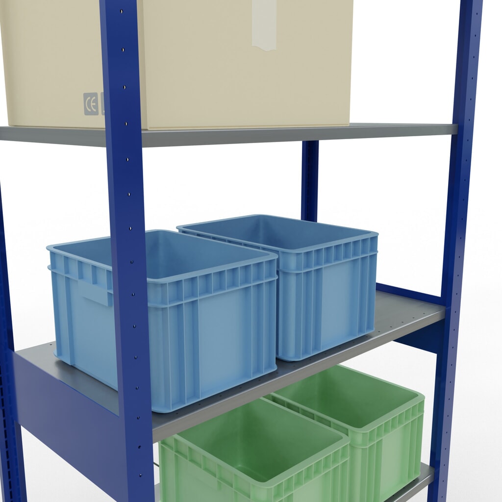 Legbordstelling SCHULTE, gentiaanblauw / verzinkt, vaklast 150 kg, hxbxd 2.500 x 1.060 x 536 mm Productafbeelding nr. 3: Legbordstelling SCHULTE, gentiaanblauw / verzinkt, vaklast 150 kg, hxbxd 2.500 x 1.060 x 536 mm