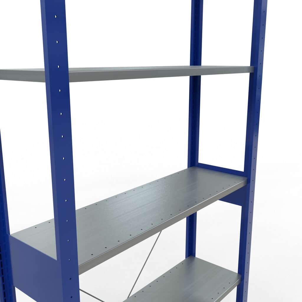Legbordstelling SCHULTE, gentiaanblauw / verzinkt, vaklast 150 kg, hxbxd 2.500 x 1.060 x 336 mm Productafbeelding nr. 2: Legbordstelling SCHULTE, gentiaanblauw / verzinkt, vaklast 150 kg, hxbxd 2.500 x 1.060 x 336 mm