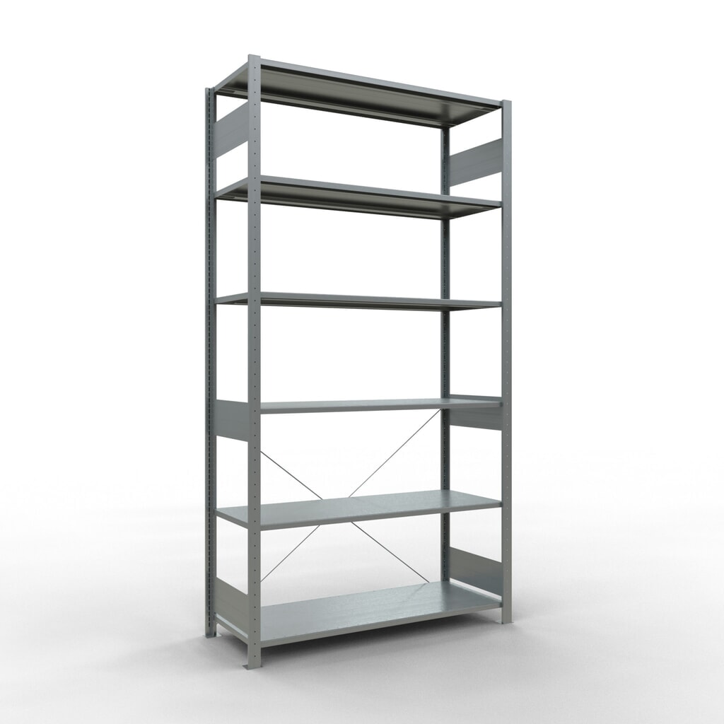 Legbordstelling SCHULTE, verzinkt, vaklast 150 kg, hxbxd 2.500 x 1.360 x 536 mm Product afbeelding: Legbordstelling SCHULTE, verzinkt, vaklast 150 kg, hxbxd 2.500 x 1.360 x 536 mm