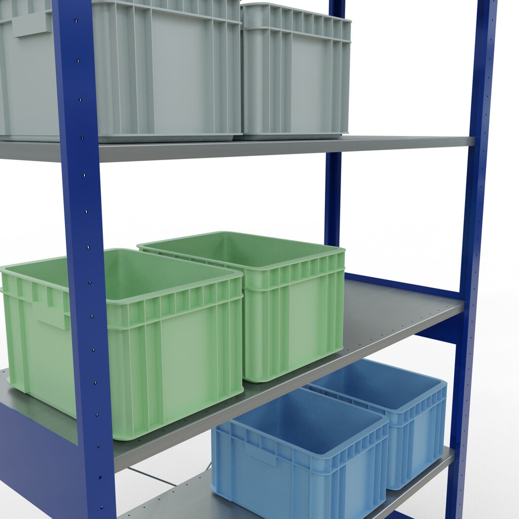 Legbordstelling SCHULTE, gentiaanblauw / verzinkt, vaklast 150 kg, hxbxd 2.500 x 1.360 x 536 mm Productafbeelding nr. 4: Legbordstelling SCHULTE, gentiaanblauw / verzinkt, vaklast 150 kg, hxbxd 2.500 x 1.360 x 536 mm