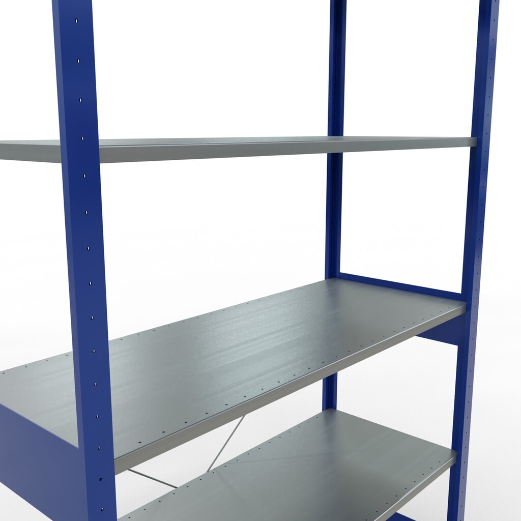 Legbordstelling SCHULTE, gentiaanblauw / verzinkt, vaklast 150 kg, hxbxd 2.500 x 1.360 x 536 mm Productafbeelding nr. 5: Legbordstelling SCHULTE, gentiaanblauw / verzinkt, vaklast 150 kg, hxbxd 2.500 x 1.360 x 536 mm