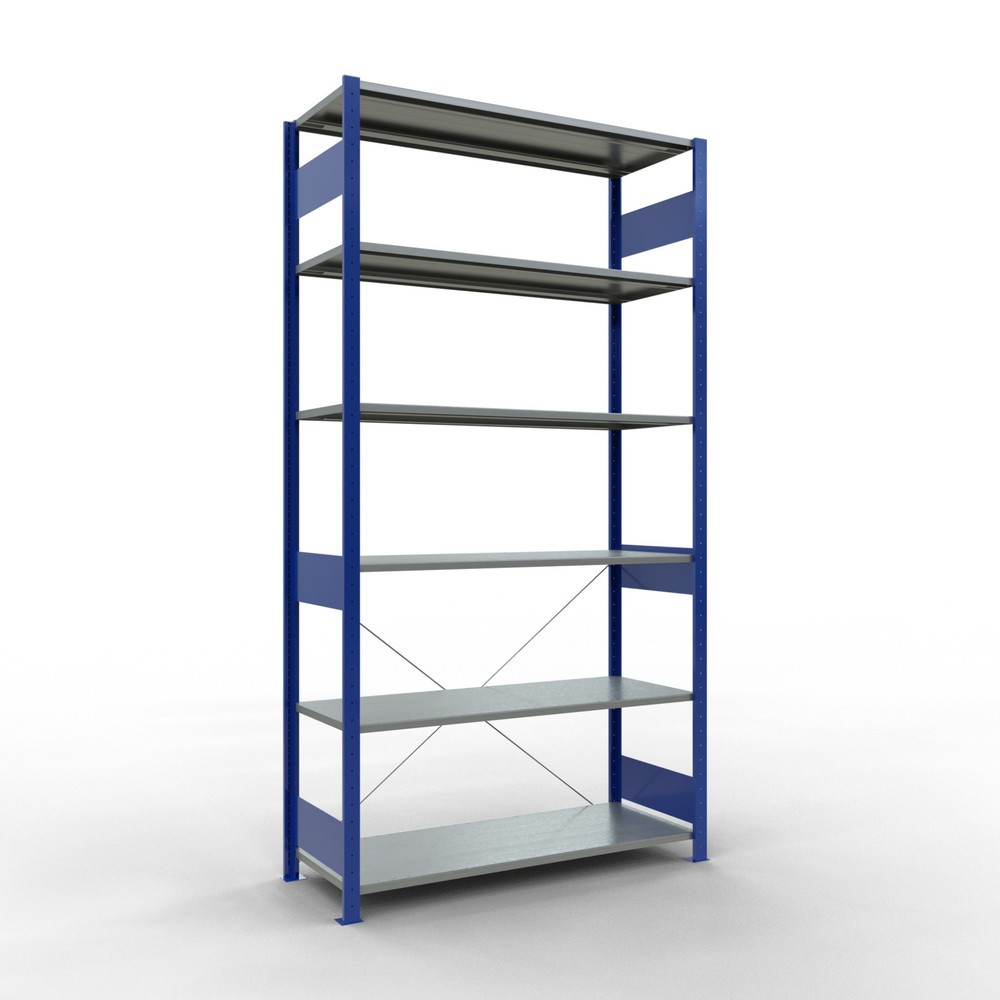 Product afbeelding: Legbordstelling SCHULTE, gentiaanblauw / verzinkt, vaklast 150 kg, hxbxd 2.500 x 1.360 x 536 mm