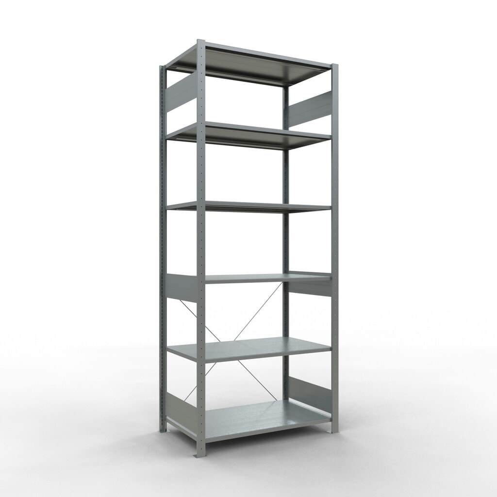 Legbordstelling SCHULTE, verzinkt, vaklast 150 kg, hxbxd 2.500 x 1.060 x 636 mm Product afbeelding: Legbordstelling SCHULTE, verzinkt, vaklast 150 kg, hxbxd 2.500 x 1.060 x 636 mm