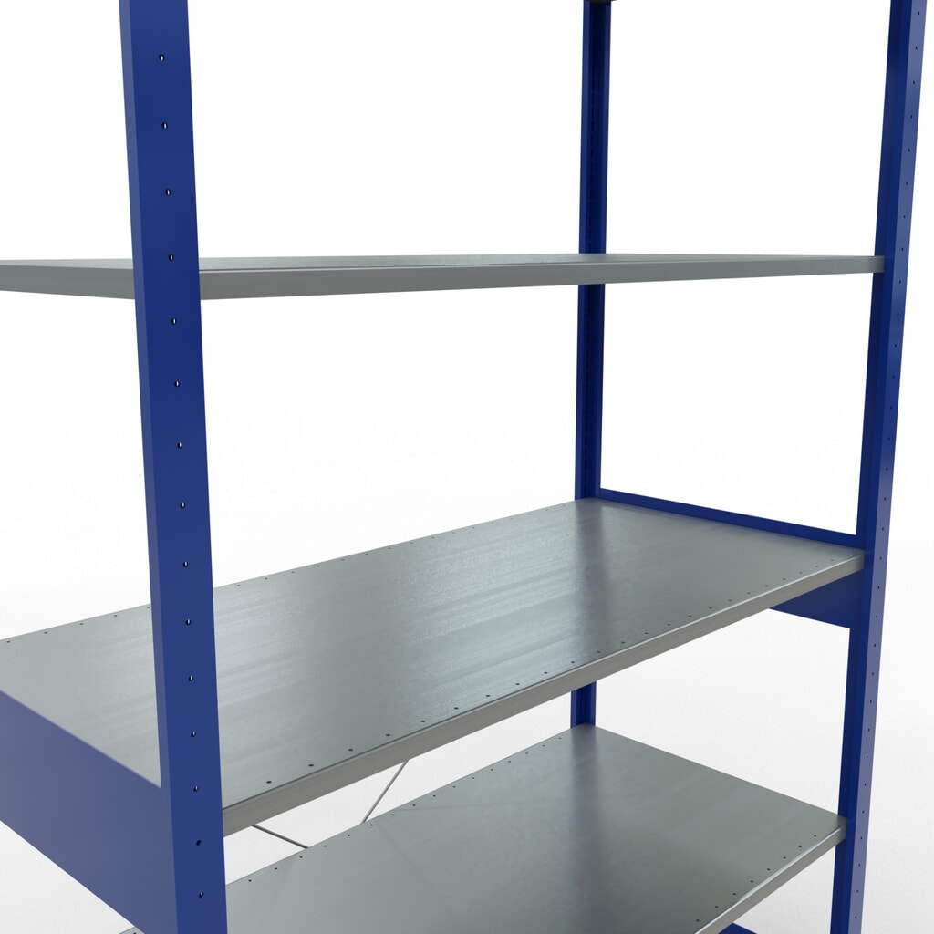 Legbordstelling SCHULTE, gentiaanblauw / verzinkt, vaklast 150 kg, hxbxd 2.500 x 1.360 x 636 mm Productafbeelding nr. 5: Legbordstelling SCHULTE, gentiaanblauw / verzinkt, vaklast 150 kg, hxbxd 2.500 x 1.360 x 636 mm