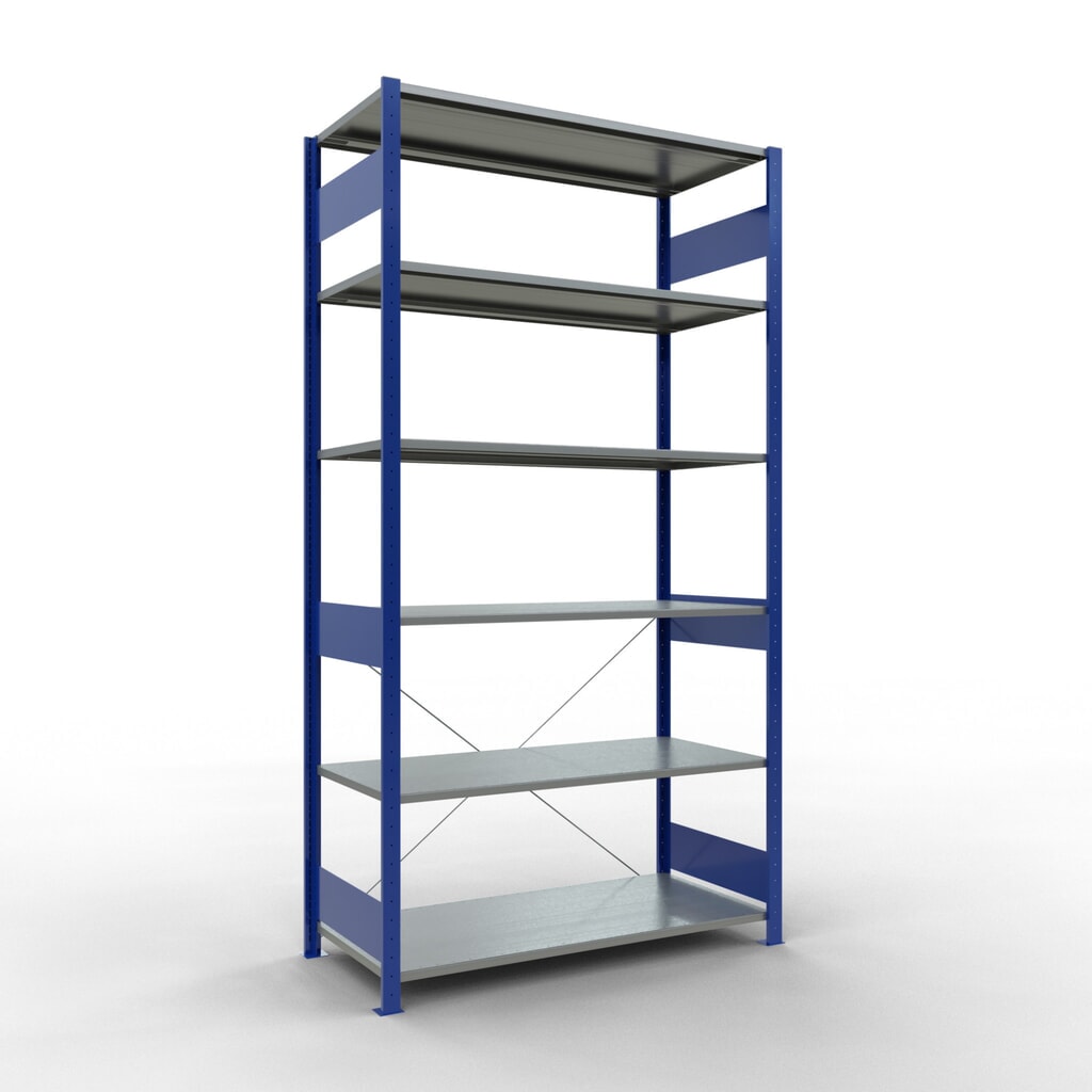 Product afbeelding: Legbordstelling SCHULTE, gentiaanblauw / verzinkt, vaklast 150 kg, hxbxd 2.500 x 1.360 x 636 mm