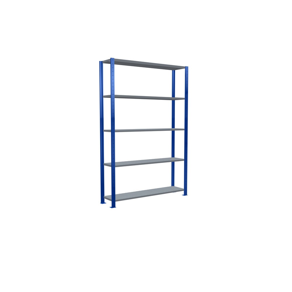 Productafbeelding nr. 5: Legbordstelling SCHULTE, gentiaanblauw / verzinkt, met 5 legborden van plaatstaal, vaklast 150 kg, hxbxd 2.000 x 1.360 x 336 mm