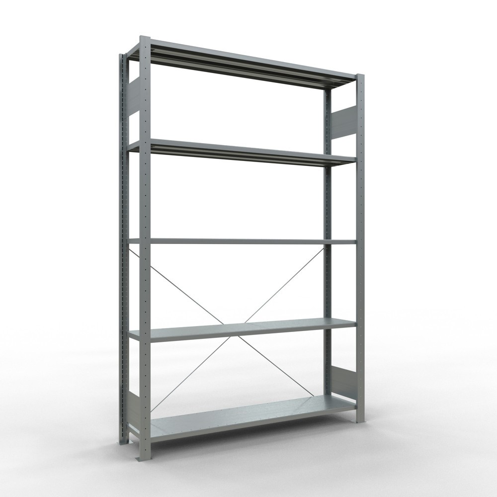 Product afbeelding: Legbordstelling SCHULTE, verzinkt, met 5 legborden van plaatstaal, vaklast 150 kg, hxbxd 2.000 x 1.360 x 336 mm