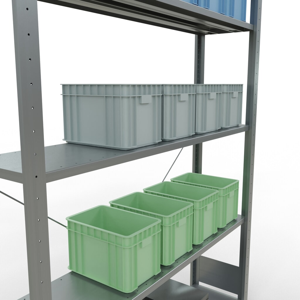 Productafbeelding nr. 3: Legbordstelling SCHULTE, verzinkt, met 5 legborden van plaatstaal, vaklast 150 kg, hxbxd 2.000 x 1.360 x 336 mm