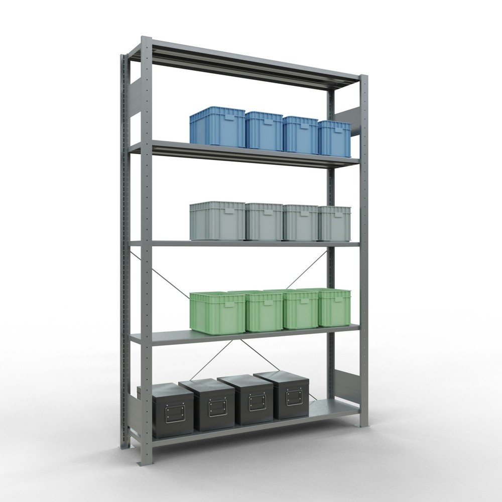Productafbeelding nr. 4: Legbordstelling SCHULTE, verzinkt, met 5 legborden van plaatstaal, vaklast 150 kg, hxbxd 2.000 x 1.360 x 336 mm