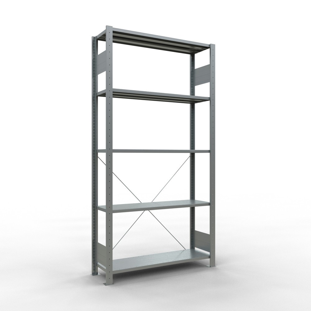 Product afbeelding: Legbordstelling SCHULTE, verzinkt, met 5 legborden van plaatstaal, vaklast 150 kg, hxbxd 2.000 x 1.060 x 336 mm