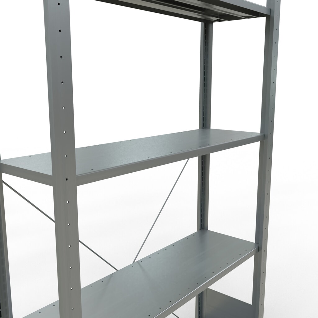 Productafbeelding nr. 2: Legbordstelling SCHULTE, verzinkt, met 5 legborden van plaatstaal, vaklast 150 kg, hxbxd 2.000 x 1.060 x 336 mm