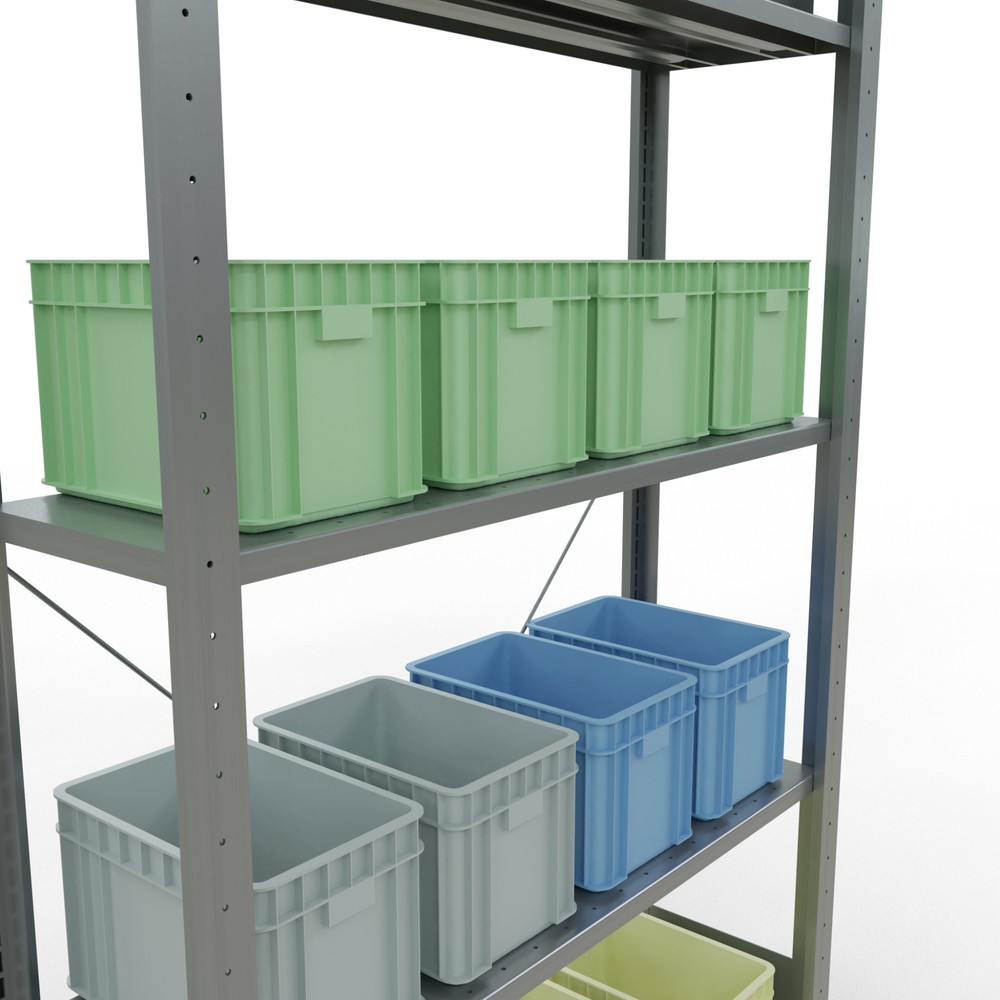 Productafbeelding nr. 3: Legbordstelling SCHULTE, verzinkt, met 5 legborden van plaatstaal, vaklast 150 kg, hxbxd 2.000 x 1.060 x 336 mm