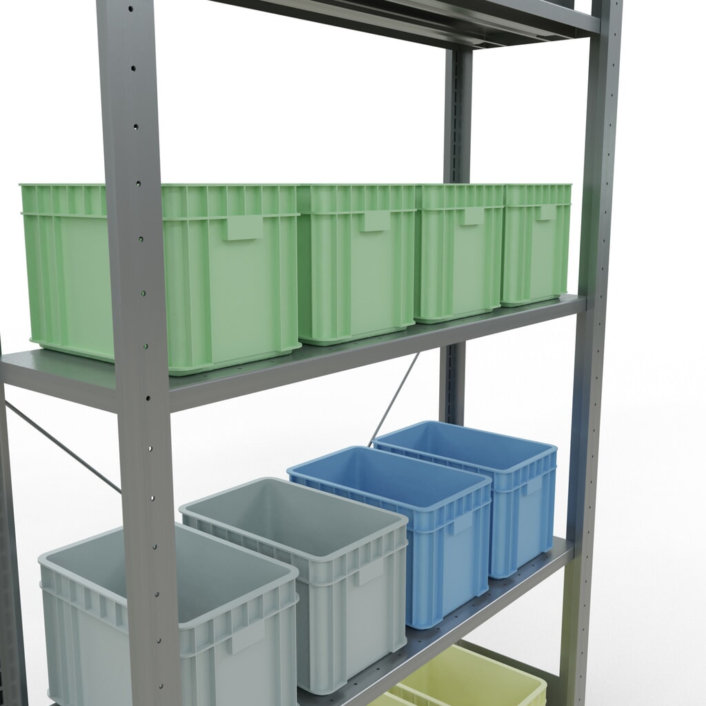 Productafbeelding nr. 3: Legbordstelling SCHULTE, verzinkt, met 5 legborden van plaatstaal, vaklast 150 kg, hxbxd 2.000 x 1.060 x 336 mm