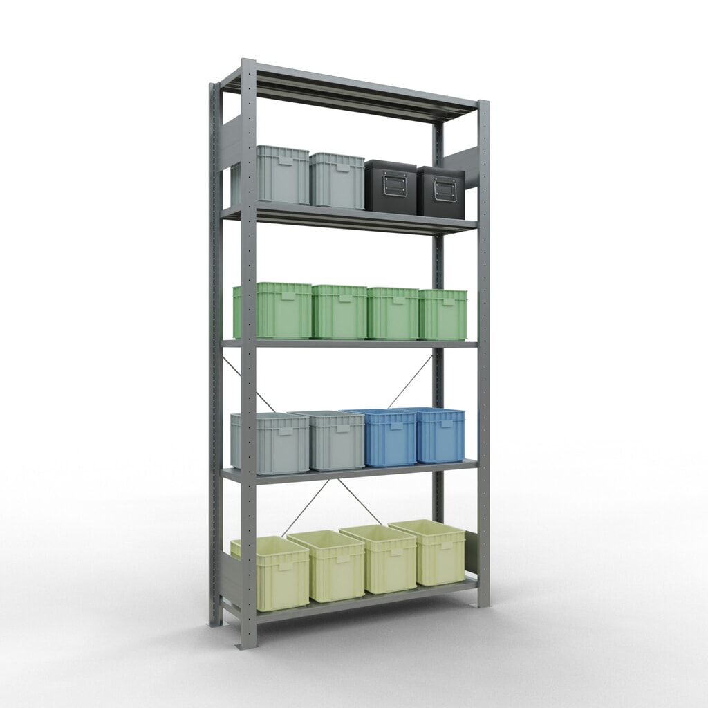 Legbordstelling SCHULTE, verzinkt, met 5 legborden van plaatstaal, vaklast 150 kg, hxbxd 2.000 x 1.060 x 336 mm Productafbeelding nr. 4: Legbordstelling SCHULTE, verzinkt, met 5 legborden van plaatstaal, vaklast 150 kg, hxbxd 2.000 x 1.060 x 336 mm