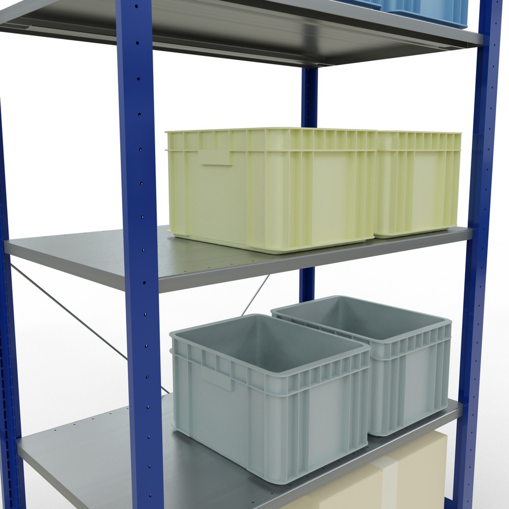 Productafbeelding nr. 3: Legbordstelling SCHULTE, gentiaanblauw / verzinkt, met 5 legborden van plaatstaal, vaklast 150 kg, hxbxd 2.000 x 1.060 x 636 mm