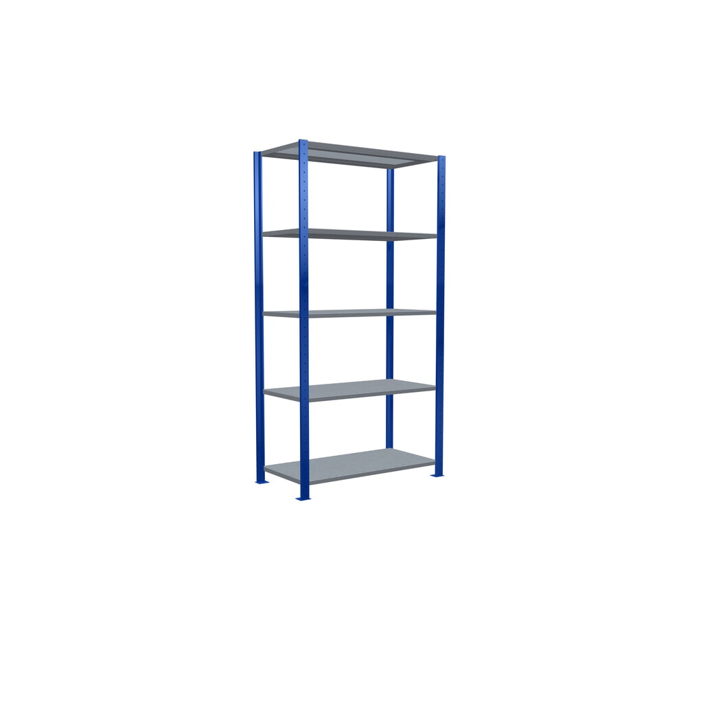 Productafbeelding nr. 5: Legbordstelling SCHULTE, gentiaanblauw / verzinkt, met 5 legborden van plaatstaal, vaklast 150 kg, hxbxd 2.000 x 1.060 x 536 mm