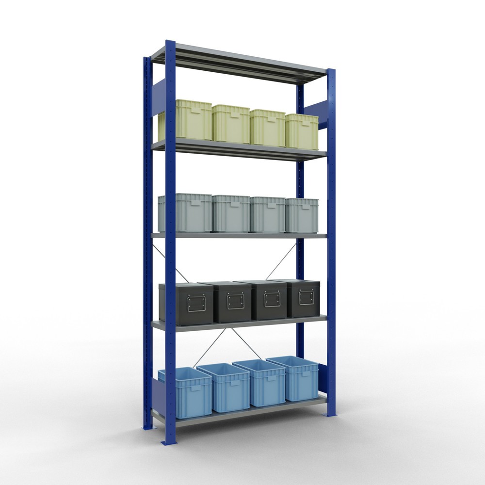 Productafbeelding nr. 4: Legbordstelling SCHULTE, gentiaanblauw / verzinkt, met 5 legborden van plaatstaal, vaklast 150 kg, hxbxd 2.000 x 1.060 x 336 mm