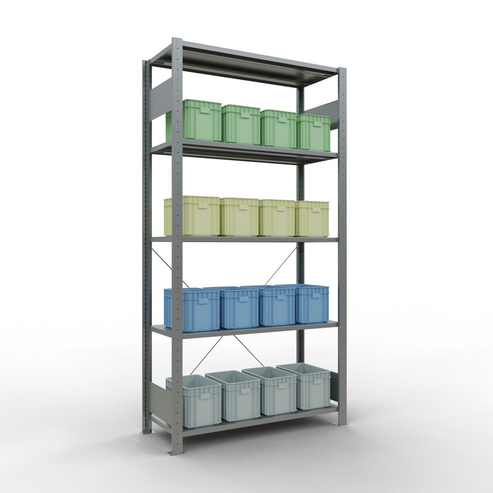 Productafbeelding nr. 3: Legbordstelling SCHULTE, verzinkt, met 5 legborden van plaatstaal, vaklast 150 kg, hxbxd 2.000 x 1.060 x 436 mm