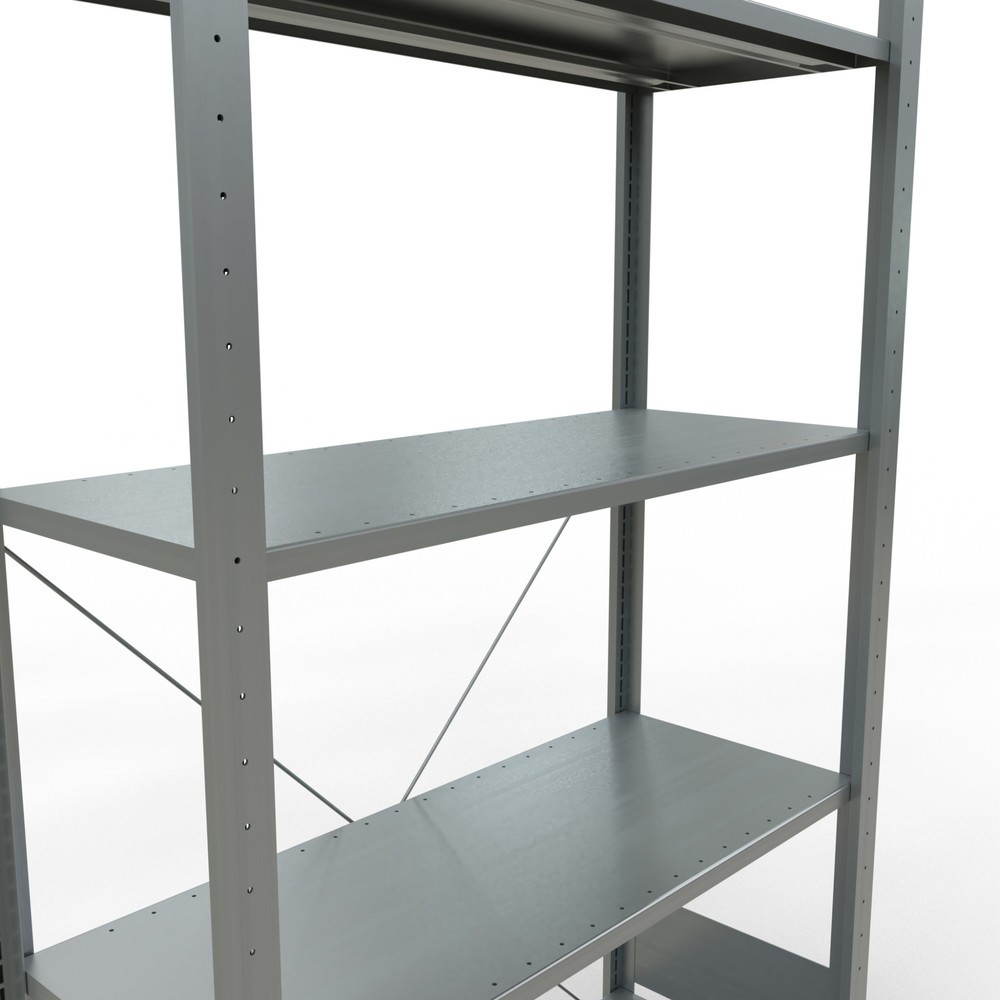 Productafbeelding nr. 5: Legbordstelling SCHULTE, verzinkt, met 5 legborden van plaatstaal, vaklast 150 kg, hxbxd 2.000 x 1.060 x 436 mm