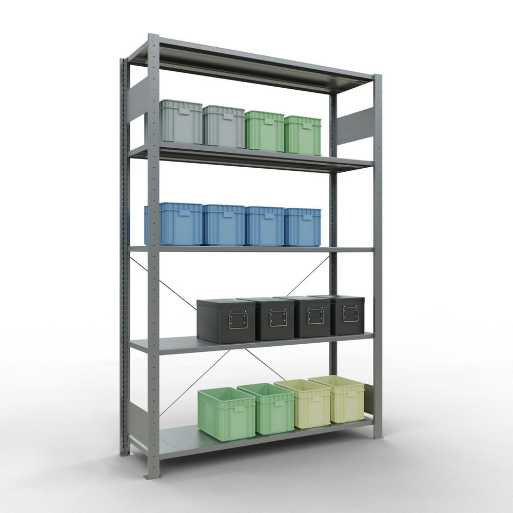 Productafbeelding nr. 3: Legbordstelling SCHULTE, verzinkt, met 5 legborden van plaatstaal, vaklast 150 kg, hxbxd 2.000 x 1.360 x 436 mm