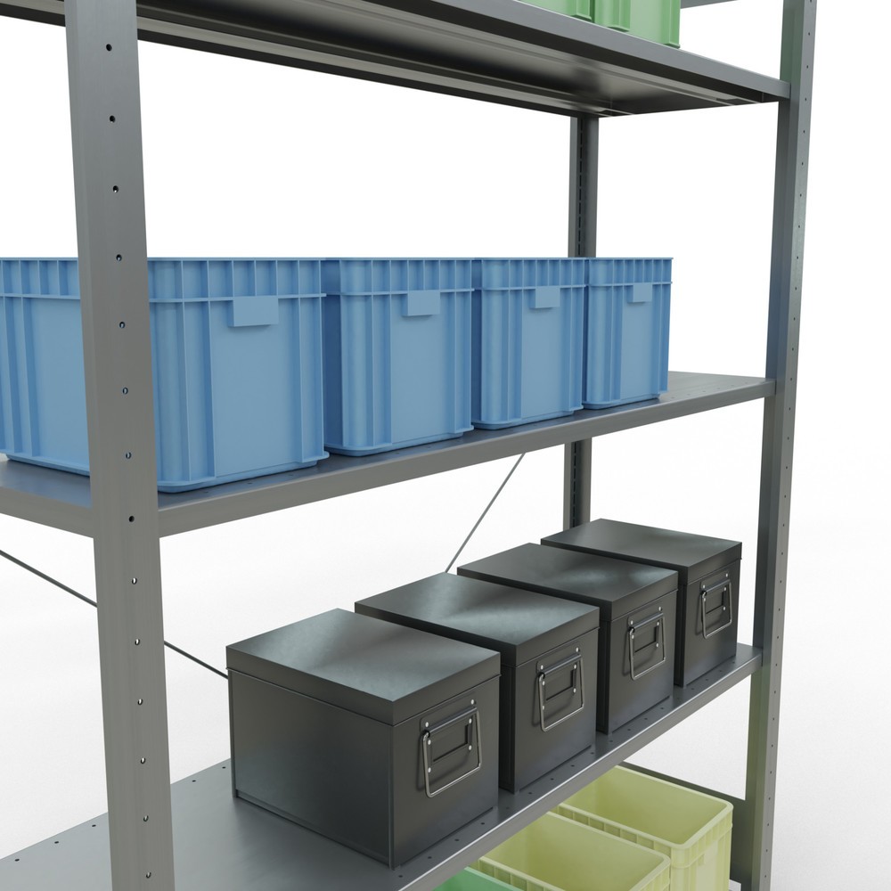 Productafbeelding nr. 4: Legbordstelling SCHULTE, verzinkt, met 5 legborden van plaatstaal, vaklast 150 kg, hxbxd 2.000 x 1.360 x 436 mm