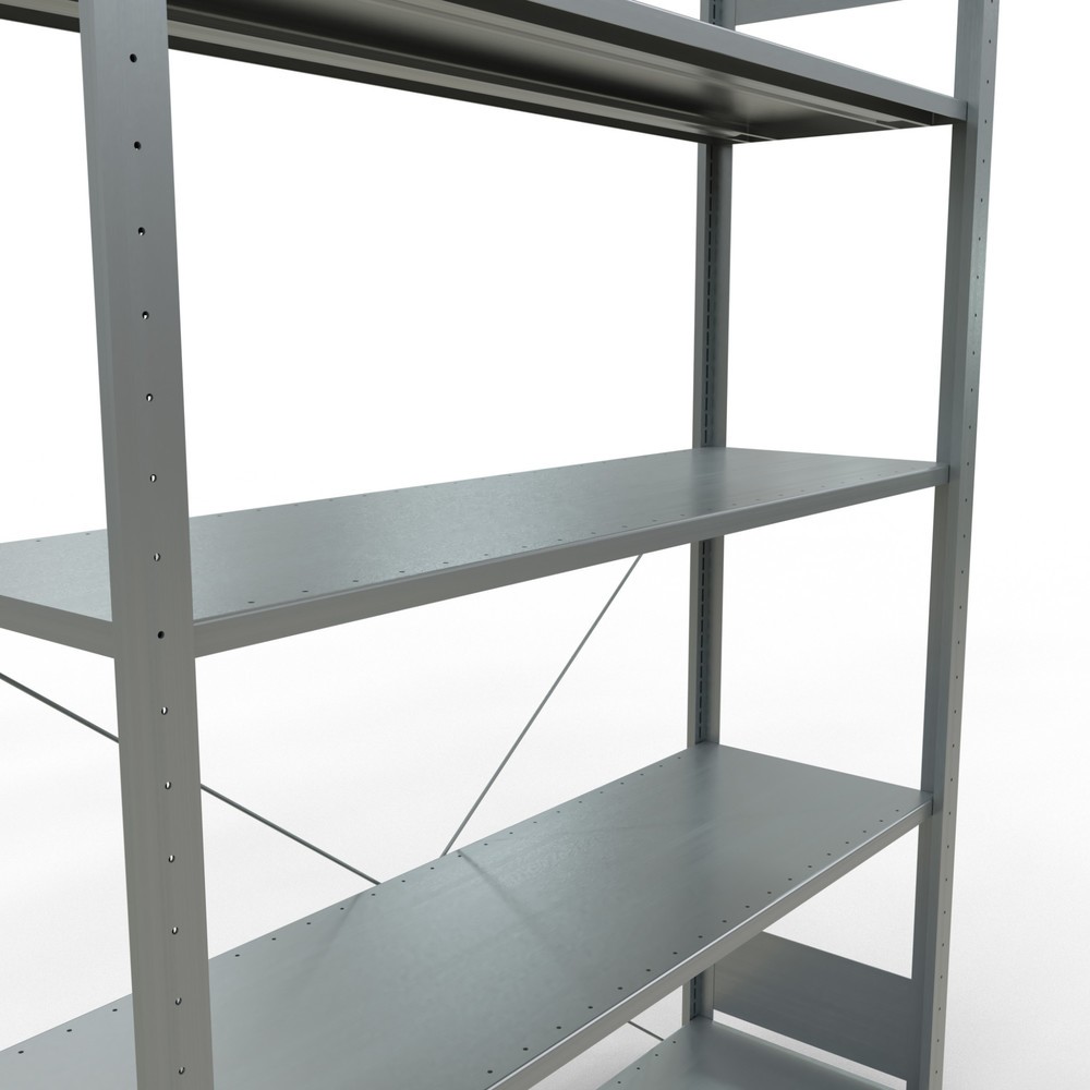 Productafbeelding nr. 5: Legbordstelling SCHULTE, verzinkt, met 5 legborden van plaatstaal, vaklast 150 kg, hxbxd 2.000 x 1.360 x 436 mm