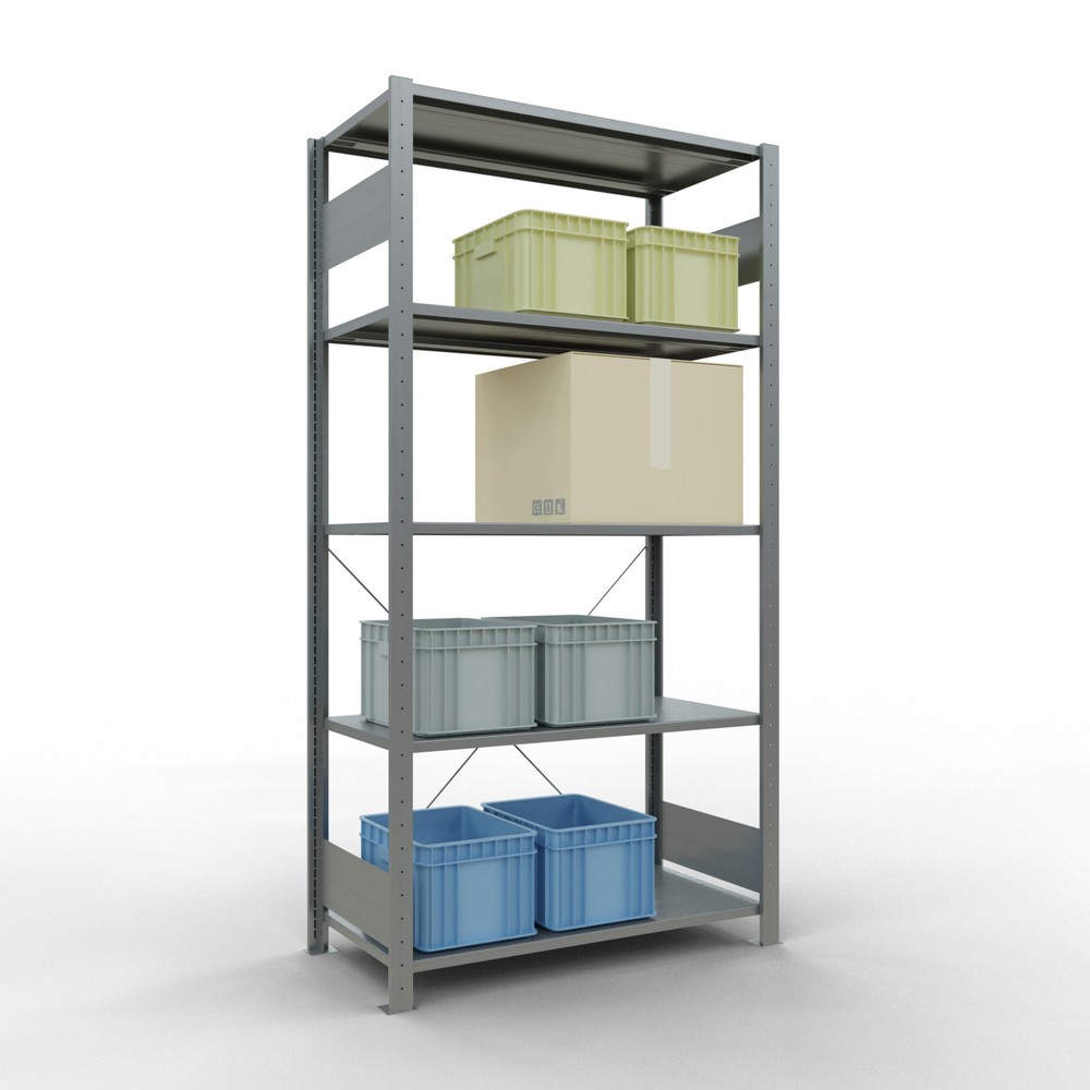 Productafbeelding nr. 3: Legbordstelling SCHULTE, verzinkt, met 5 legborden van plaatstaal, vaklast 150 kg, hxbxd 2.000 x 1.060 x 536 mm