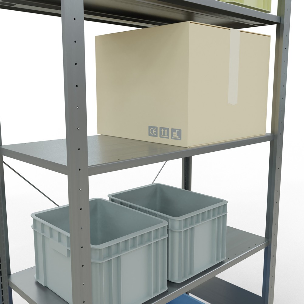 Productafbeelding nr. 4: Legbordstelling SCHULTE, verzinkt, met 5 legborden van plaatstaal, vaklast 150 kg, hxbxd 2.000 x 1.060 x 536 mm