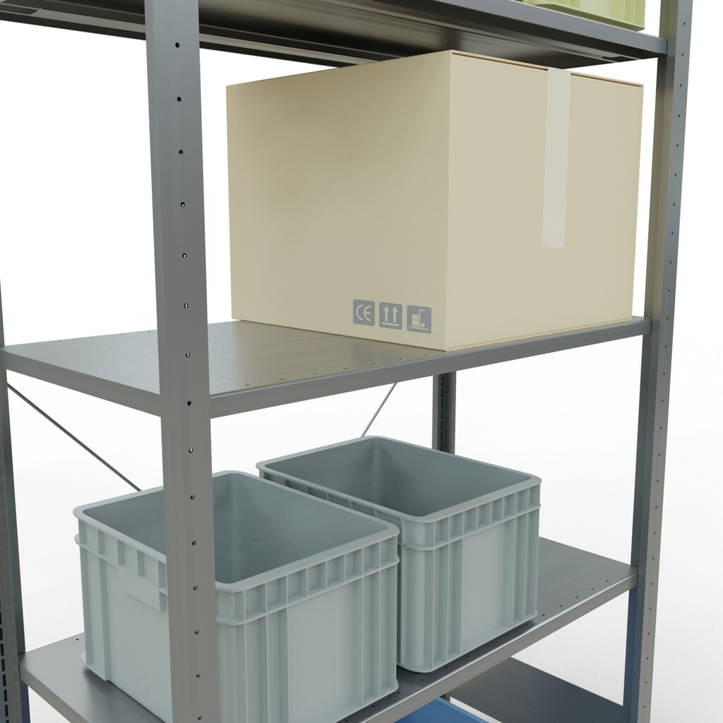 Productafbeelding nr. 4: Legbordstelling SCHULTE, verzinkt, met 5 legborden van plaatstaal, vaklast 150 kg, hxbxd 2.000 x 1.060 x 536 mm