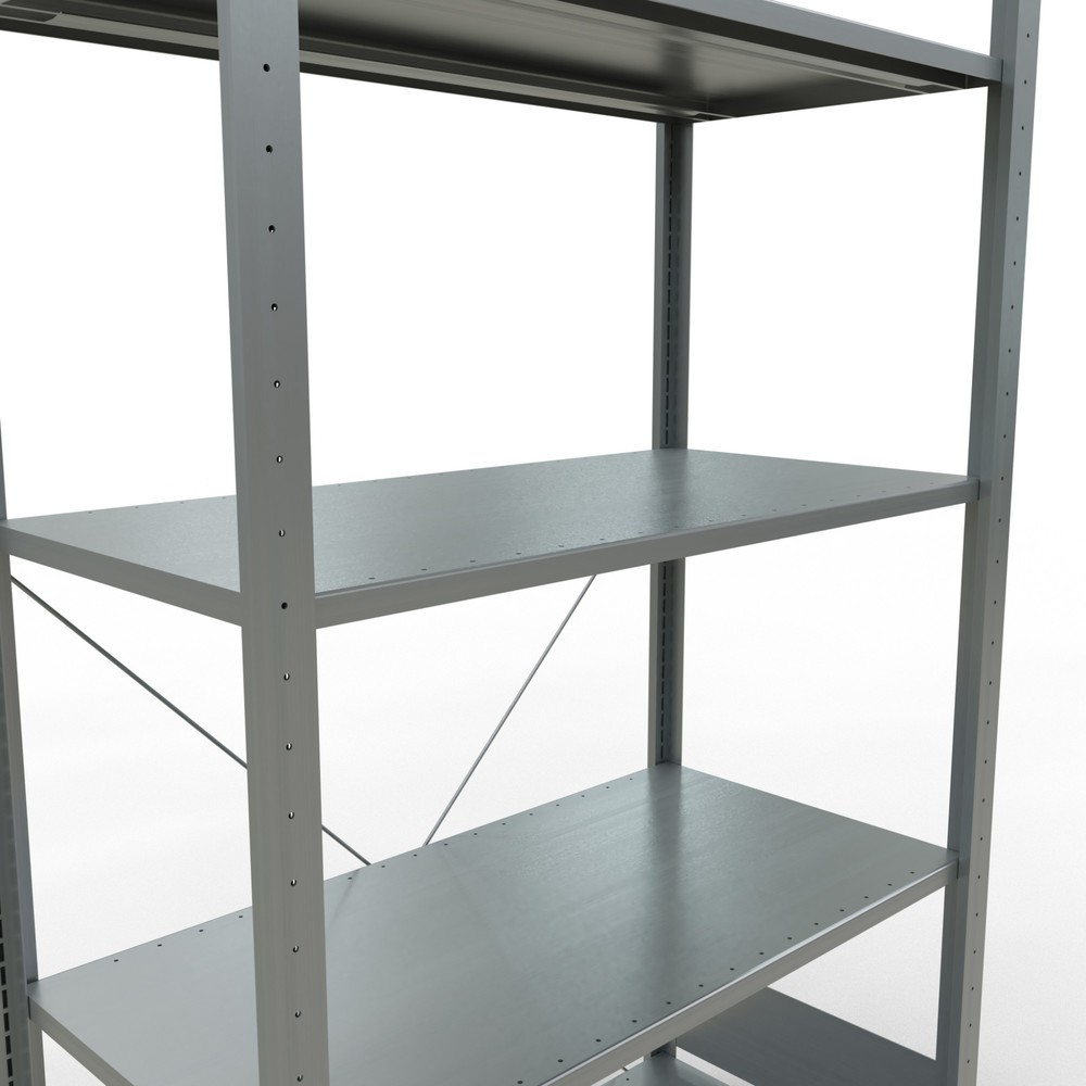 Productafbeelding nr. 5: Legbordstelling SCHULTE, verzinkt, met 5 legborden van plaatstaal, vaklast 150 kg, hxbxd 2.000 x 1.060 x 536 mm