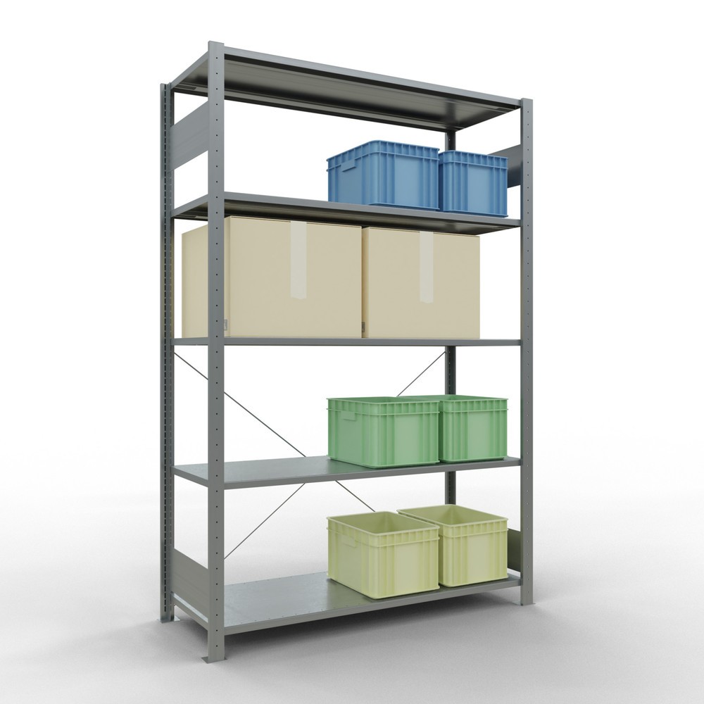 Productafbeelding nr. 3: Legbordstelling SCHULTE, verzinkt, met 5 legborden van plaatstaal, vaklast 150 kg, hxbxd 2.000 x 1.360 x 536 mm