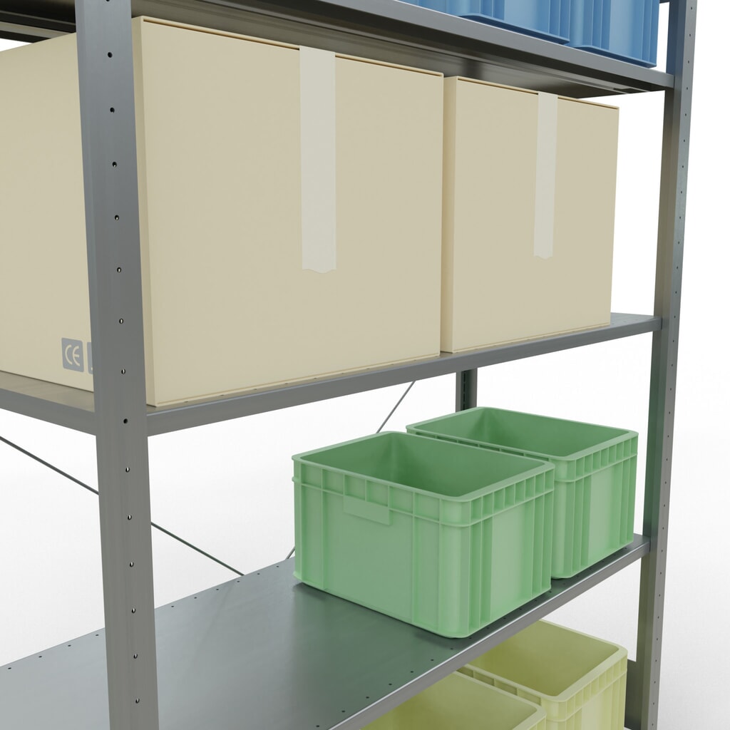Legbordstelling SCHULTE, verzinkt, met 5 legborden van plaatstaal, vaklast 150 kg, hxbxd 2.000 x 1.360 x 536 mm Productafbeelding nr. 4: Legbordstelling SCHULTE, verzinkt, met 5 legborden van plaatstaal, vaklast 150 kg, hxbxd 2.000 x 1.360 x 536 mm