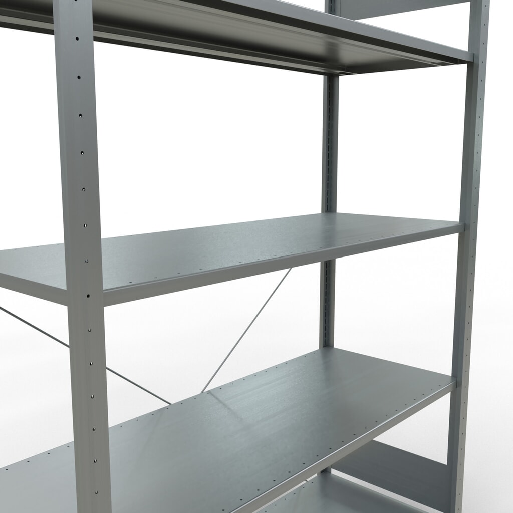 Legbordstelling SCHULTE, verzinkt, met 5 legborden van plaatstaal, vaklast 150 kg, hxbxd 2.000 x 1.360 x 536 mm Productafbeelding nr. 5: Legbordstelling SCHULTE, verzinkt, met 5 legborden van plaatstaal, vaklast 150 kg, hxbxd 2.000 x 1.360 x 536 mm