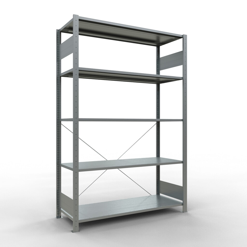Product afbeelding: Legbordstelling SCHULTE, verzinkt, met 5 legborden van plaatstaal, vaklast 150 kg, hxbxd 2.000 x 1.360 x 536 mm