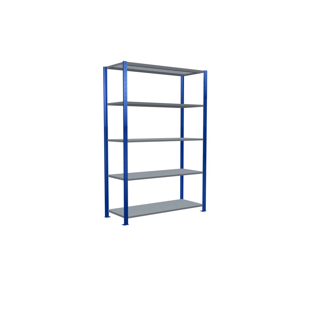 Productafbeelding nr. 2: Legbordstelling SCHULTE, gentiaanblauw / verzinkt, met 5 legborden van plaatstaal, vaklast 150 kg, hxbxd 2.000 x 1.360 x 536 mm