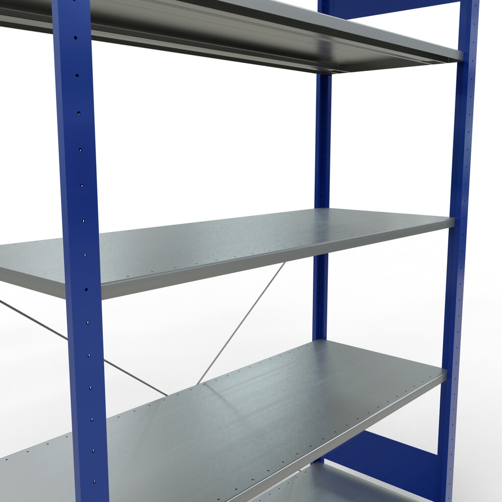 Legbordstelling SCHULTE, gentiaanblauw / verzinkt, met 5 legborden van plaatstaal, vaklast 150 kg, hxbxd 2.000 x 1.360 x 536 mm Productafbeelding nr. 5: Legbordstelling SCHULTE, gentiaanblauw / verzinkt, met 5 legborden van plaatstaal, vaklast 150 kg, hxbxd 2.000 x 1.360 x 536 mm