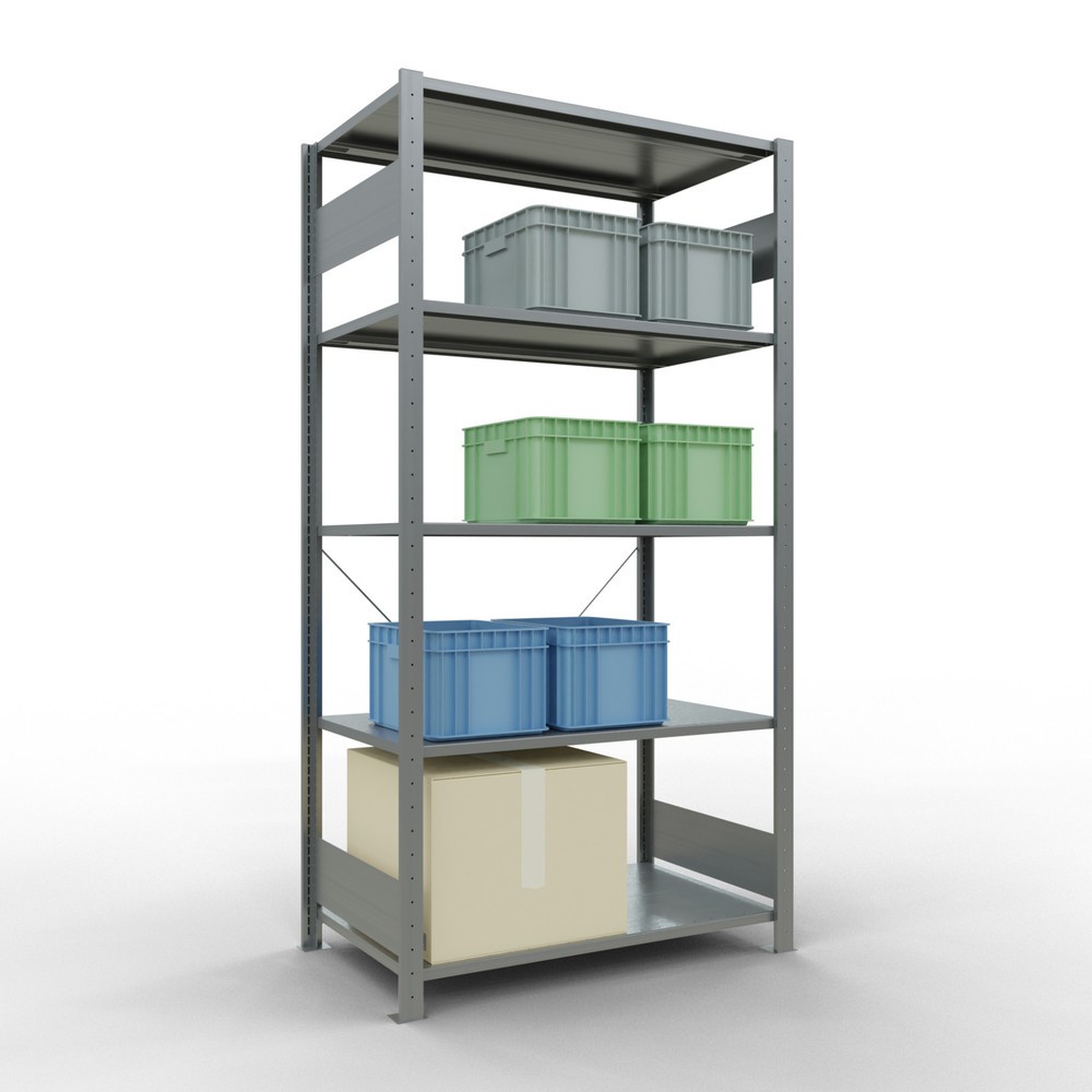 Productafbeelding nr. 3: Legbordstelling SCHULTE, verzinkt, met 5 legborden van plaatstaal, vaklast 150 kg, hxbxd 2.000 x 1.060 x 636 mm
