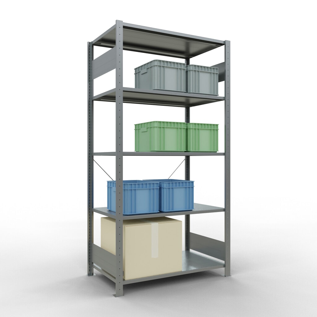 Legbordstelling SCHULTE, verzinkt, met 5 legborden van plaatstaal, vaklast 150 kg, hxbxd 2.000 x 1.060 x 636 mm Productafbeelding nr. 3: Legbordstelling SCHULTE, verzinkt, met 5 legborden van plaatstaal, vaklast 150 kg, hxbxd 2.000 x 1.060 x 636 mm