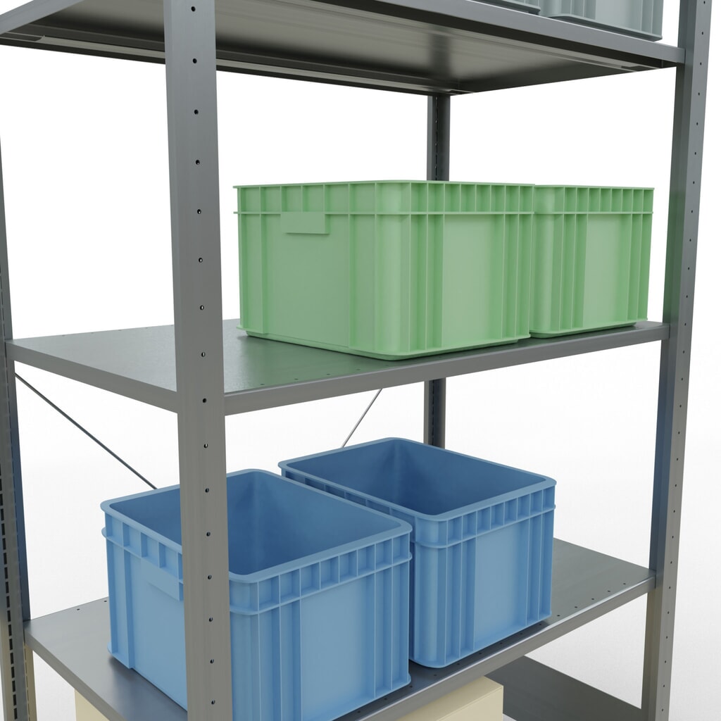 Legbordstelling SCHULTE, verzinkt, met 5 legborden van plaatstaal, vaklast 150 kg, hxbxd 2.000 x 1.060 x 636 mm Productafbeelding nr. 4: Legbordstelling SCHULTE, verzinkt, met 5 legborden van plaatstaal, vaklast 150 kg, hxbxd 2.000 x 1.060 x 636 mm
