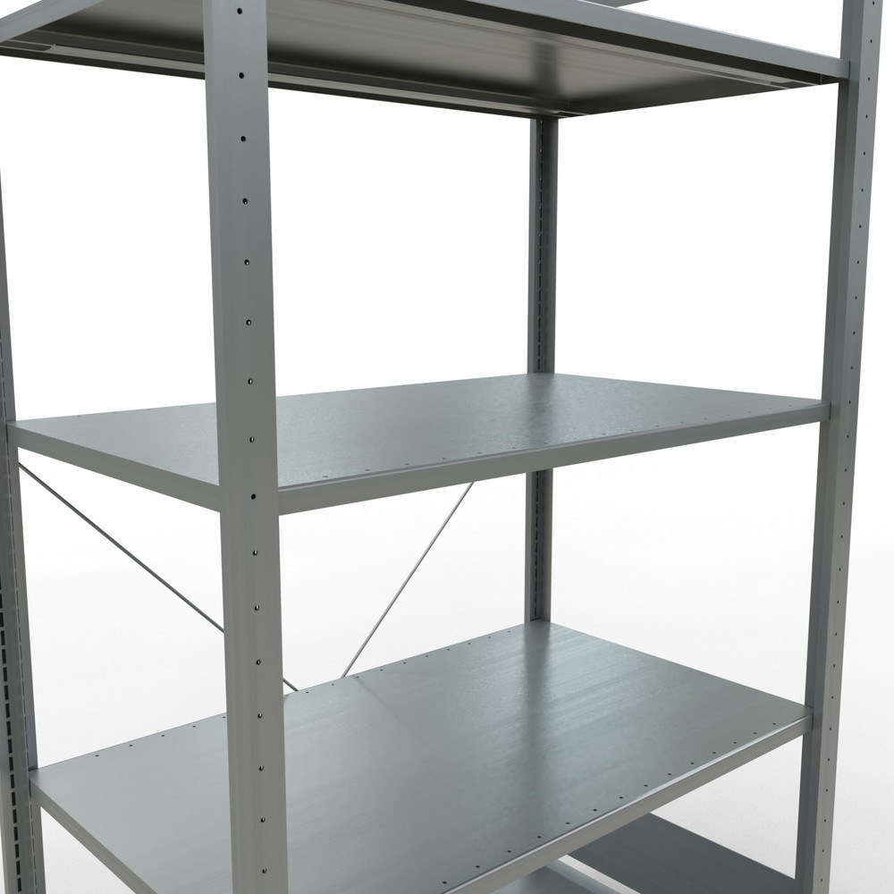 Productafbeelding nr. 5: Legbordstelling SCHULTE, verzinkt, met 5 legborden van plaatstaal, vaklast 150 kg, hxbxd 2.000 x 1.060 x 636 mm