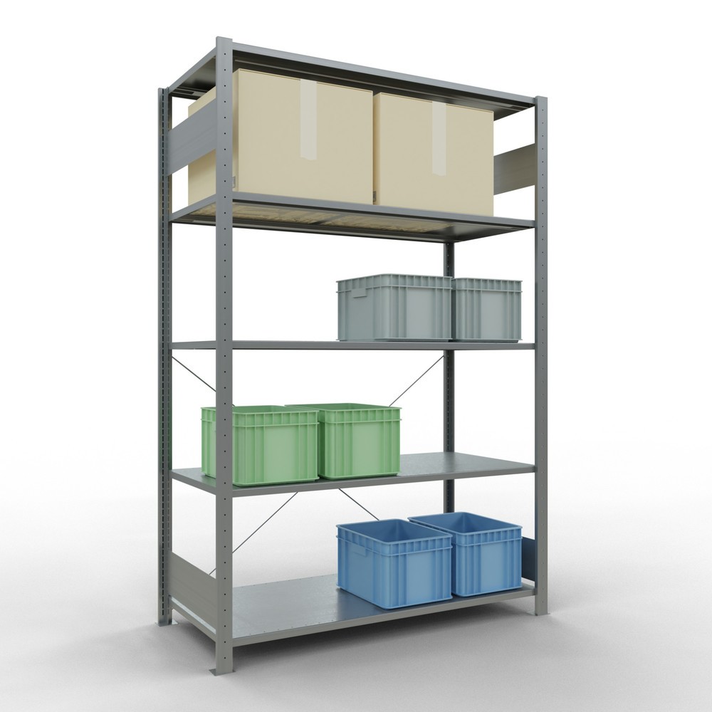 Productafbeelding nr. 3: Legbordstelling SCHULTE, verzinkt, met 5 legborden van plaatstaal, vaklast 150 kg, hxbxd 2.000 x 1.360 x 636 mm