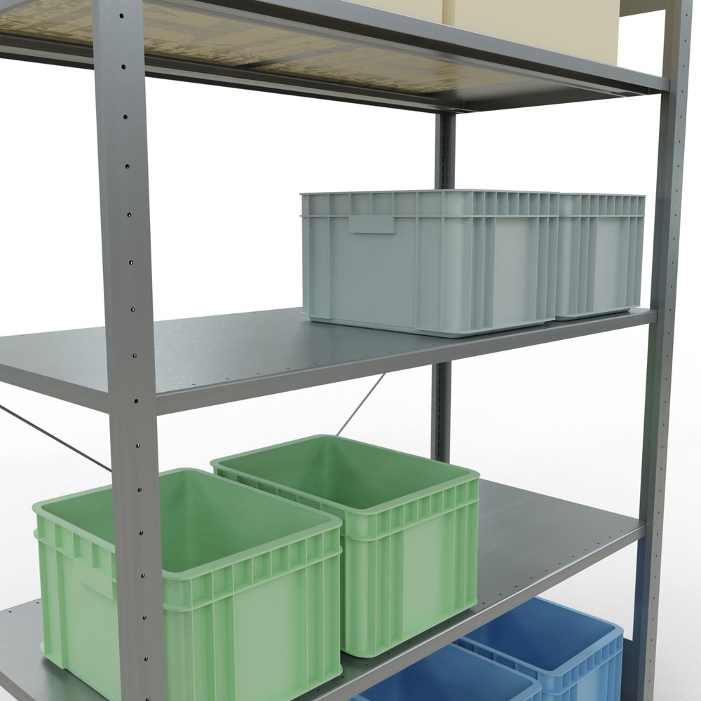 Productafbeelding nr. 4: Legbordstelling SCHULTE, verzinkt, met 5 legborden van plaatstaal, vaklast 150 kg, hxbxd 2.000 x 1.360 x 636 mm