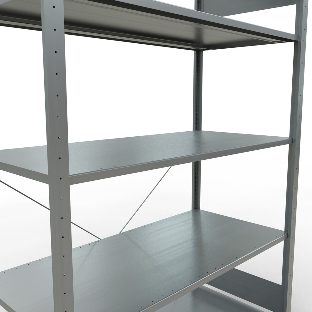 Productafbeelding nr. 5: Legbordstelling SCHULTE, verzinkt, met 5 legborden van plaatstaal, vaklast 150 kg, hxbxd 2.000 x 1.360 x 636 mm