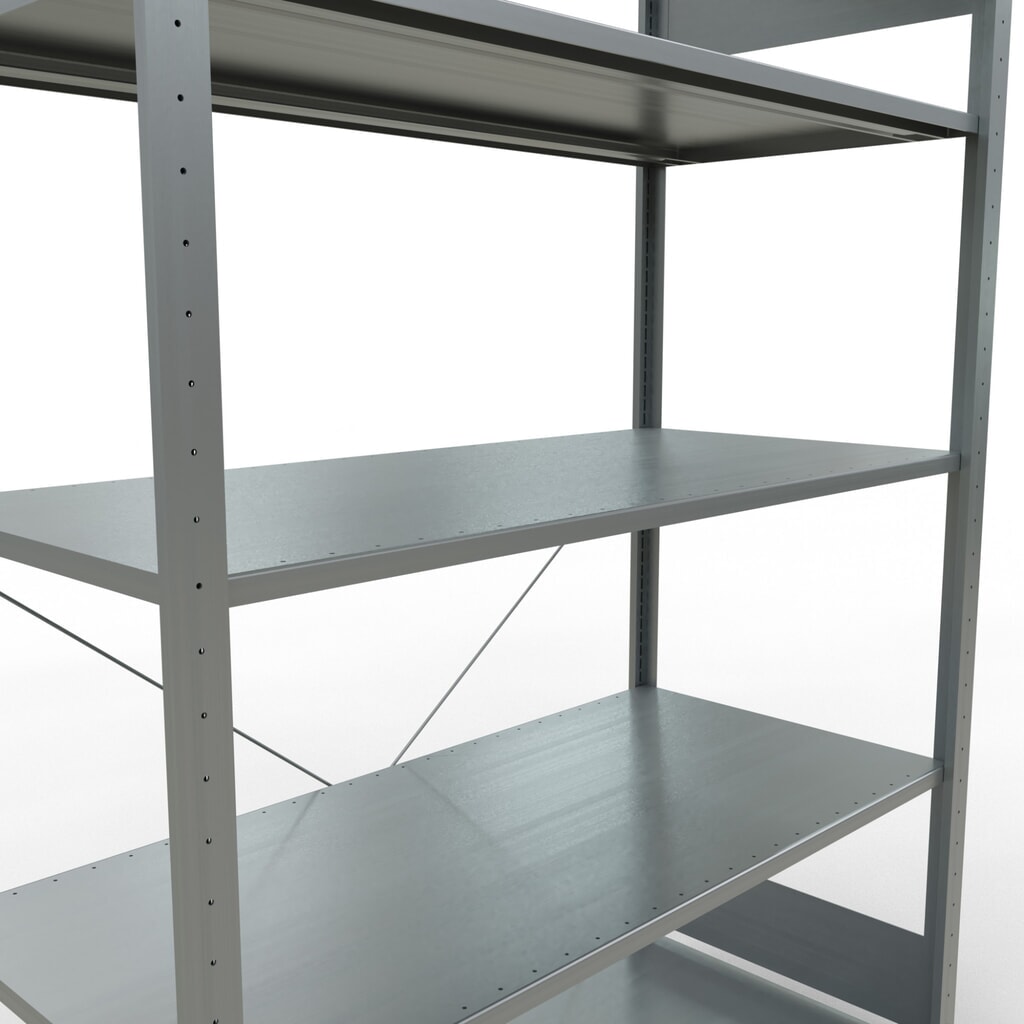 Legbordstelling SCHULTE, verzinkt, met 5 legborden van plaatstaal, vaklast 150 kg, hxbxd 2.000 x 1.360 x 636 mm Productafbeelding nr. 5: Legbordstelling SCHULTE, verzinkt, met 5 legborden van plaatstaal, vaklast 150 kg, hxbxd 2.000 x 1.360 x 636 mm