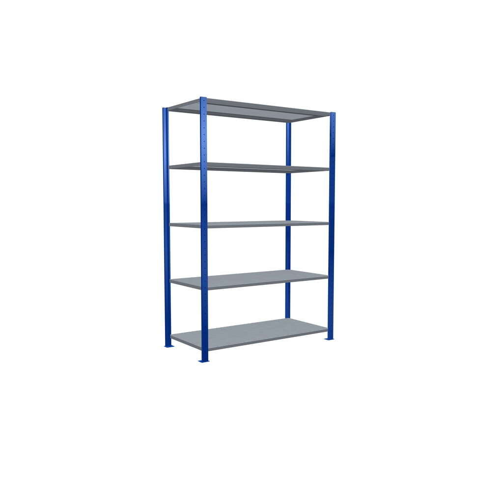Legbordstelling SCHULTE, gentiaanblauw / verzinkt, met 5 legborden van plaatstaal, vaklast 150 kg, hxbxd 2.000 x 1.360 x 636 mm Productafbeelding nr. 2: Legbordstelling SCHULTE, gentiaanblauw / verzinkt, met 5 legborden van plaatstaal, vaklast 150 kg, hxbxd 2.000 x 1.360 x 636 mm