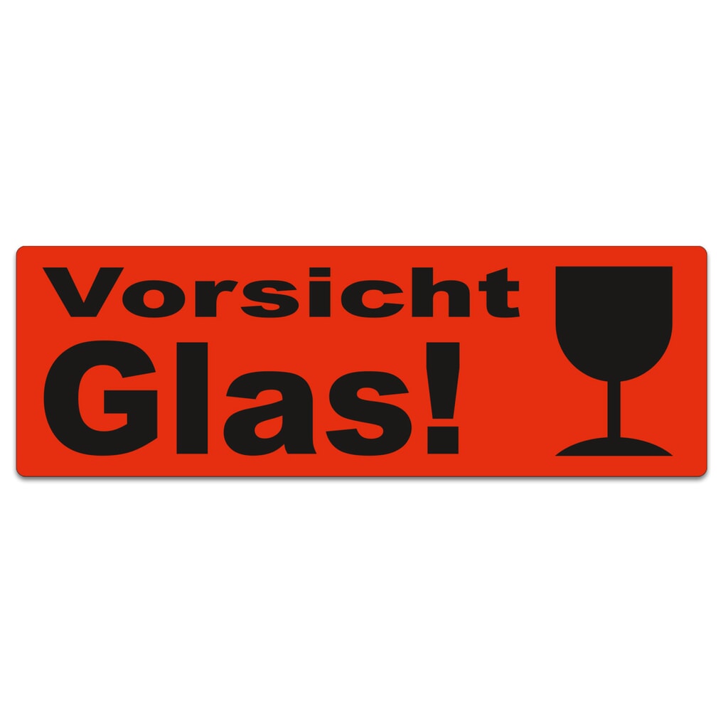 Stickers "Vorsicht Glas, mit Kelch", b x l 150 x 50 mm, 1.000 stuks/verpakkingseenheid Product afbeelding: Stickers "Vorsicht Glas, mit Kelch", b x l 150 x 50 mm, 1.000 stuks/verpakkingseenheid