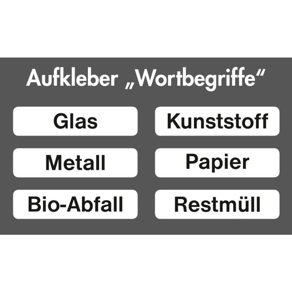 Product afbeelding: Stickerset met opschrift voor kringloopafvalbak stumpf®, rechthoekig, waterdicht, 6 st/VE
