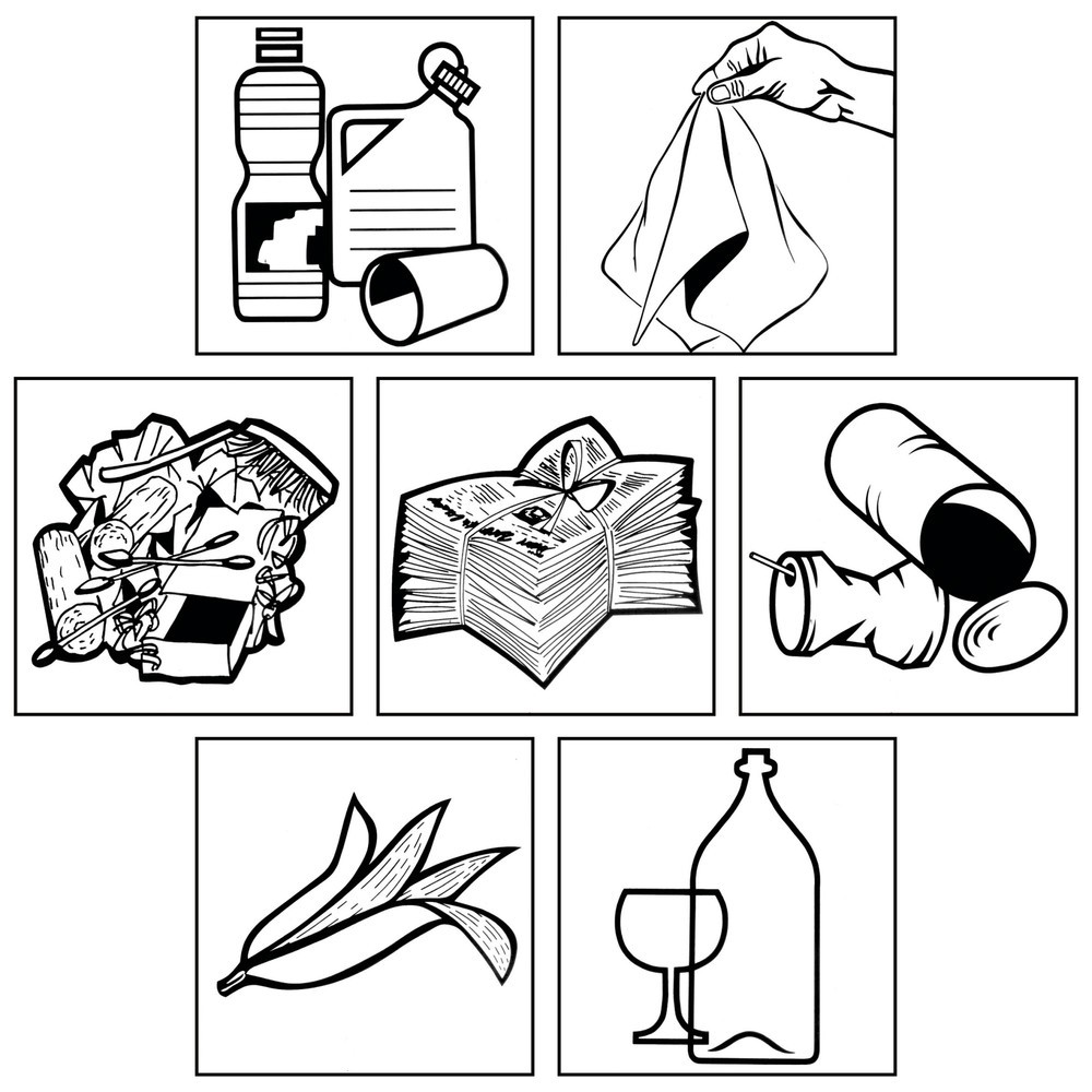 Product afbeelding: Stickerset voor kringloopafvalbak VAR®, vierkant, 7 stuks per verpakkingseenheid