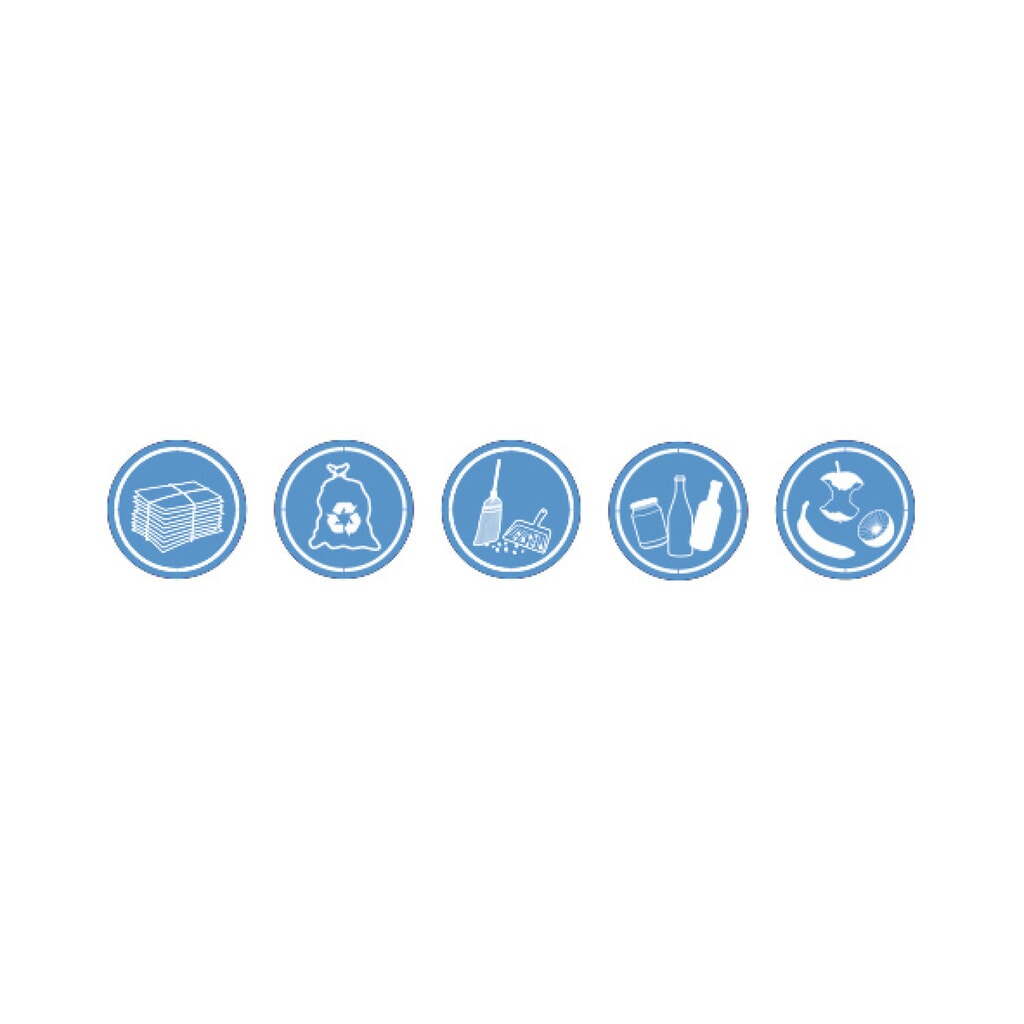 Stickerset voor kringloopafvalbak stumpf®, rond, 5 stuks per verpakkingseenheid Product afbeelding: Stickerset voor kringloopafvalbak stumpf®, rond, 5 stuks per verpakkingseenheid